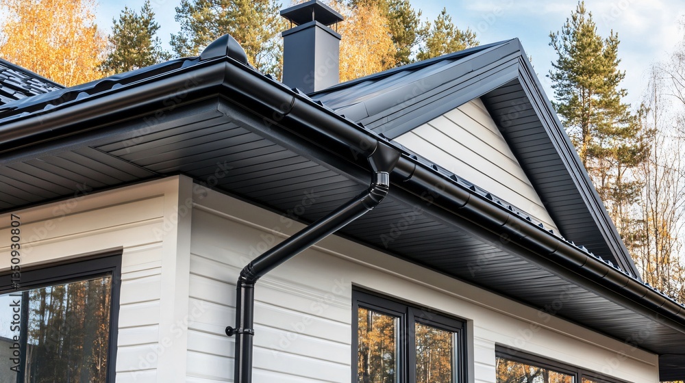 Professional gutter installation on a modern home